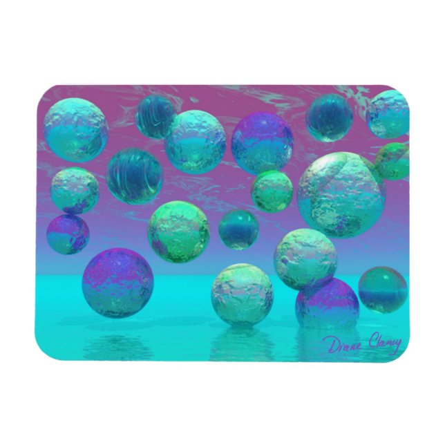 Ocean Dreams - Aqua and Violet Ocean Fantasy Magnet (Horizontal)