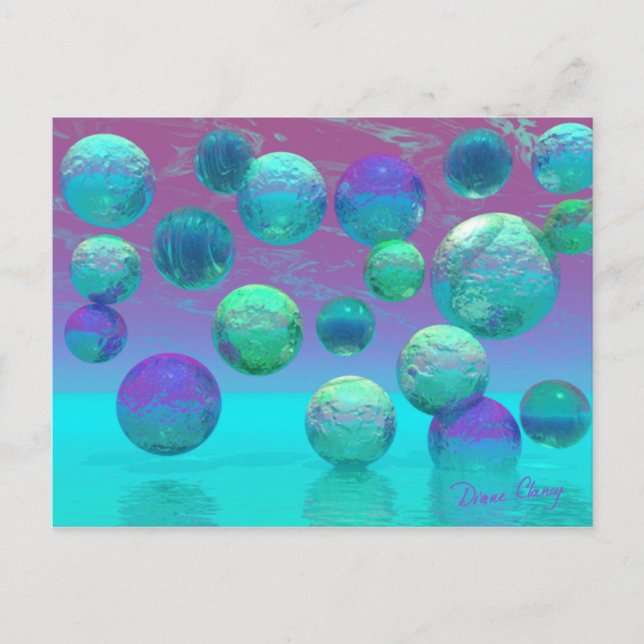 Ocean Dreams - Aqua and Violet Ocean Fantasy Postkarte (Vorderseite)