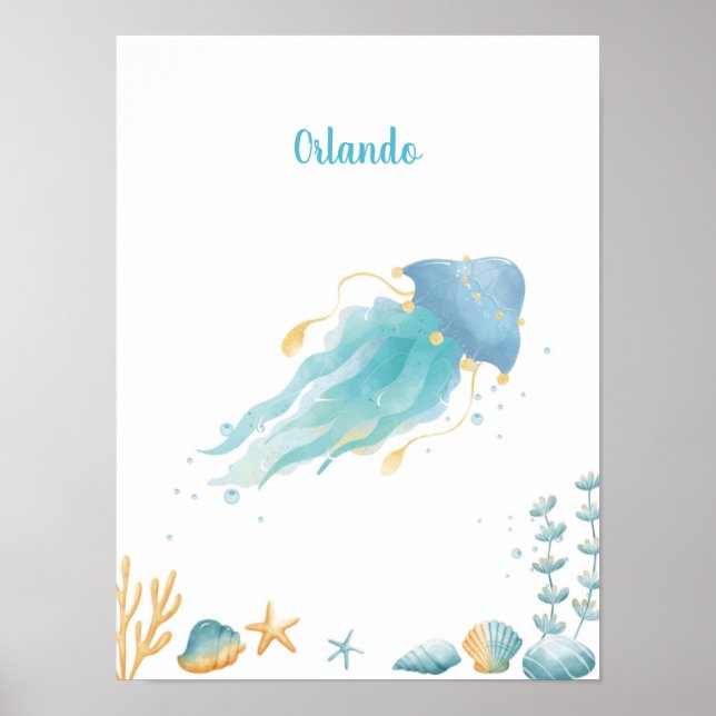 Ocean Dreams Discovery Jellyfish Anpassbar Poster (Vorne)
