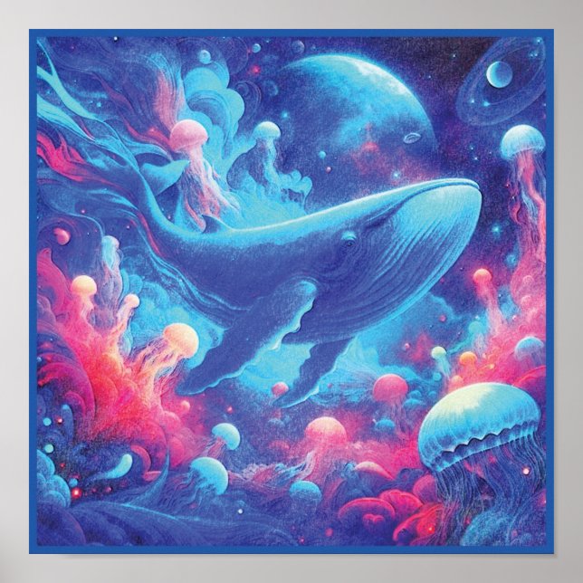 Ocean Dreams Psychedelic Whale Poster (Vorne)