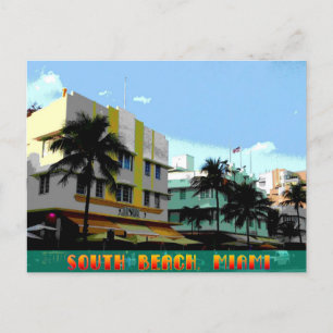 Ocean Drive Art Deco Poster Postkarte