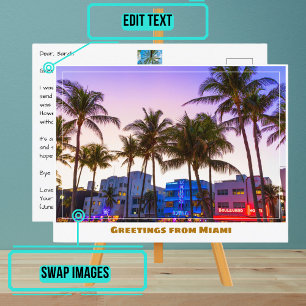 Ocean Drive at Night in Miami Beach Postkarte