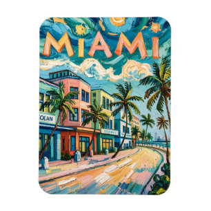 Ocean Drive in Miami Reise Kunst im Stil von Van G Magnet