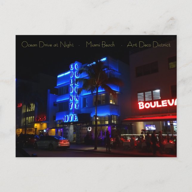 Ocean Drive Miami Beach Art Deco District Postkarte (Vorderseite)