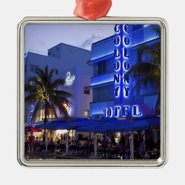 Ocean Drive, South Beach, Miami Beach, 2 Silbernes Ornament (Vorne)