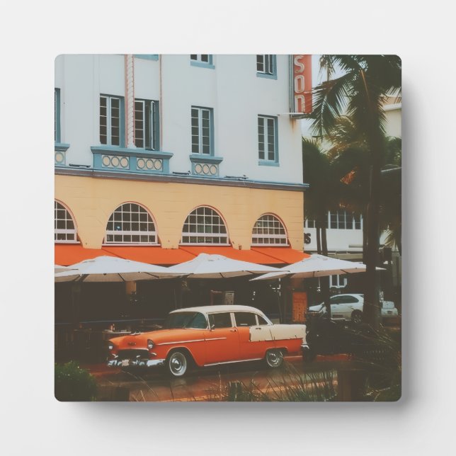 Ocean Drive, South Beach, Miami Fotoplatte (Vorderseite)