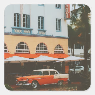 Ocean Drive, South Beach, Miami Quadratischer Aufkleber