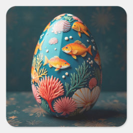 Ocean Easter Egg Quadratischer Aufkleber