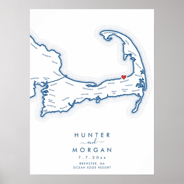 Ocean Edge Resort Hochzeit Navy Gästebuch Poster (Vorne)