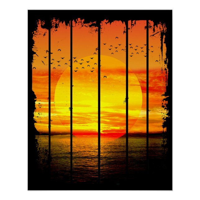 OCEAN EINFACHER SONNENSATZ POSTER (Vorderseite)