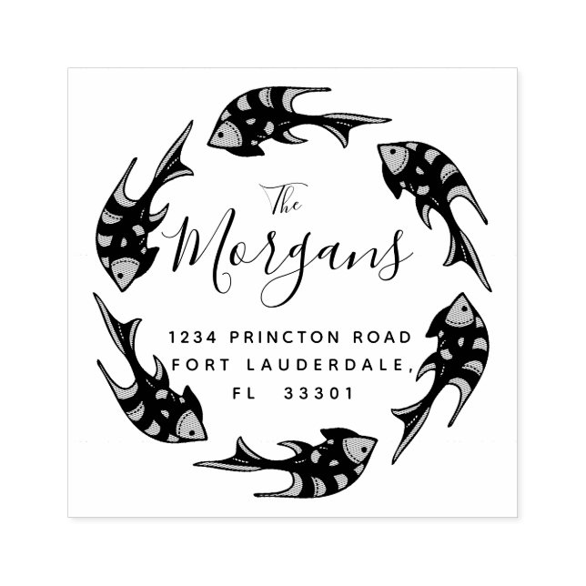 Ocean Elegance | Briefmarke der Rücksendeadresse Gummistempel (Prägung)