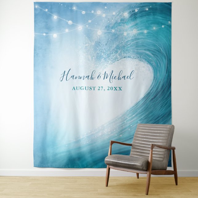 Ocean Elegant Beach Wedding Background Tapestes Wandteppich (Beispiel)