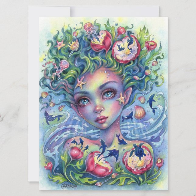 Ocean Eyes Mermaid Fantasy Girl See Art Cards (Vorderseite)