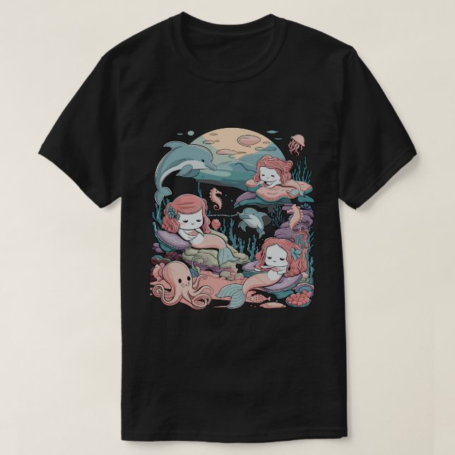 Ocean Fantasy Mermaid Grafik T-Shirt (Design vorne)