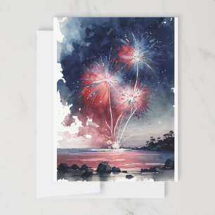 Ocean Fireworks Postcard Postkarte