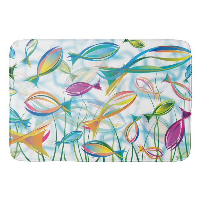 Ocean Fish Schwimmen Blau Moderne Illustration Badematte (Vorderseite)