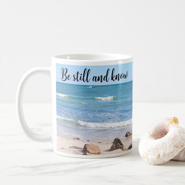 Ocean Foto noch Bible Verse Blue Kaffeetasse (Mit Donut)