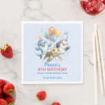 Ocean Friends Birthday Paper Napkin Serviette<br><div class="desc">Diese fröhliche Einladung zum Geburtstag von Kleinkindern enthält Delfine und lächelnde Freunde der Schildkröte. Ein freundliches Unterwasserdesign,  das sich perfekt für kleine Kinder eignet,  die spielerische Meereslebewesen Liebe finden.</div>