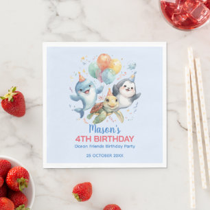 Ocean Friends Birthday Paper Napkin Serviette