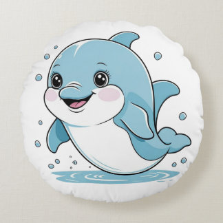 Ocean Friends Cute Sea Creatures Dolphin Rundes Kissen