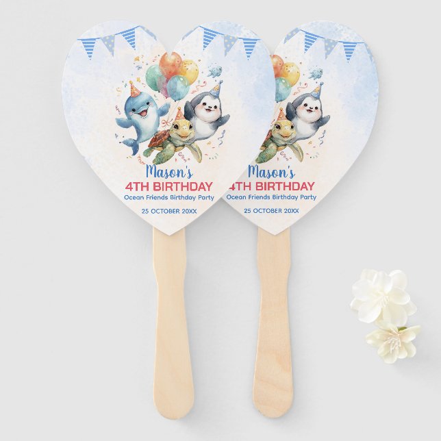 Ocean Friends Geburtstag Set der Fans Fächer (Vorne und Hinten)