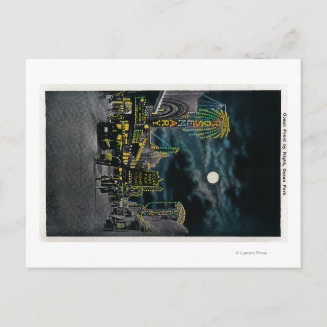 Ocean Front at Night, Ocean Park Postkarte (Vorderseite)