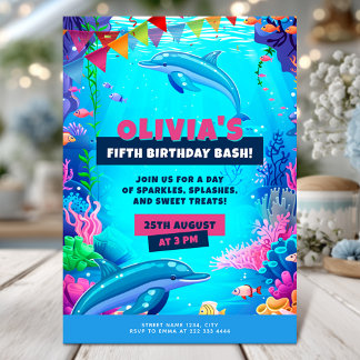Ocean Geburtstag, Sea Dolphin Party Einladung