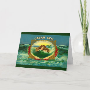 Ocean Gem mermaid cigar label Karte