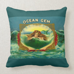 Ocean Gem mermaid Zigarrenlabel Kissen