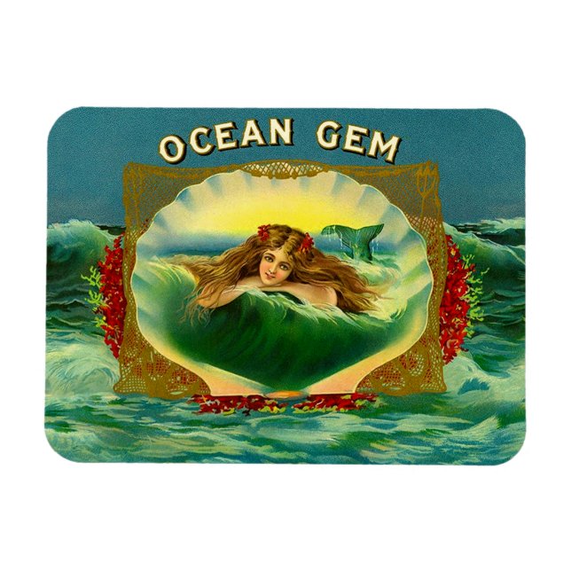 Ocean Gem mermaid Zigarrenlabel Magnet (Horizontal)