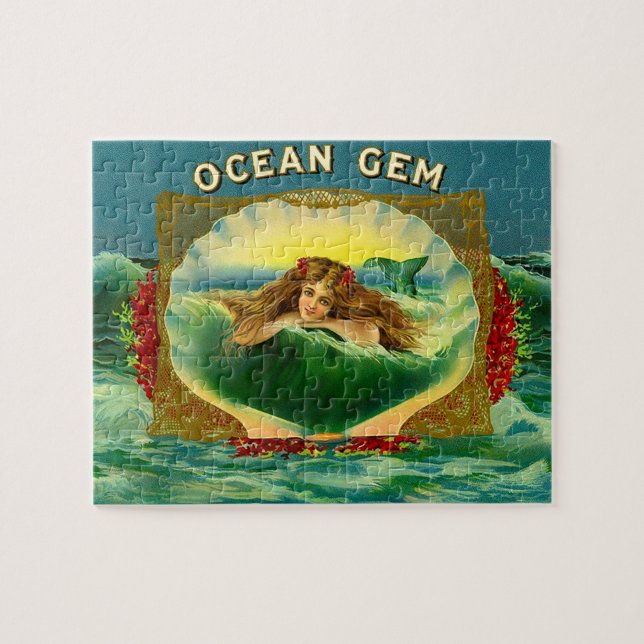 Ocean Gem mermaid Zigarrenlabel Puzzle (Horizontal)