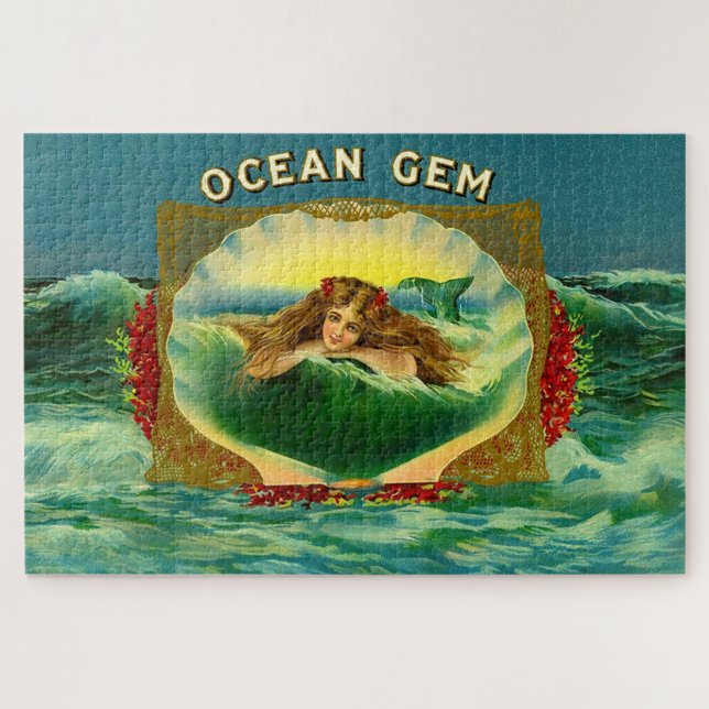 Ocean Gem mermaid Zigarrenlabel Puzzle (Horizontal)
