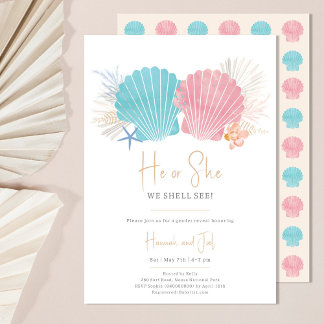 Ocean Gender Reveal He or She Baby Shower laden Einladung
