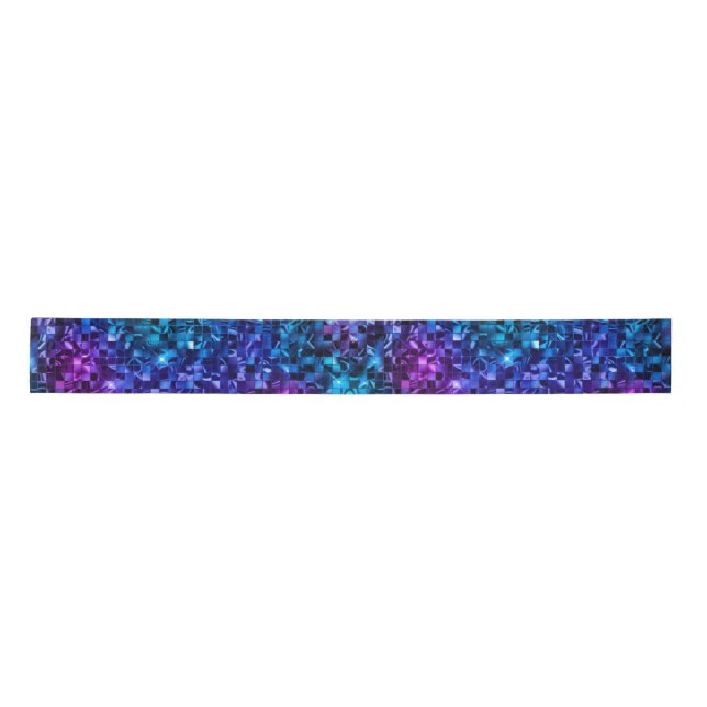Ocean Glamour Blau und Rosa Glitzer Satinband (Vorderseite)