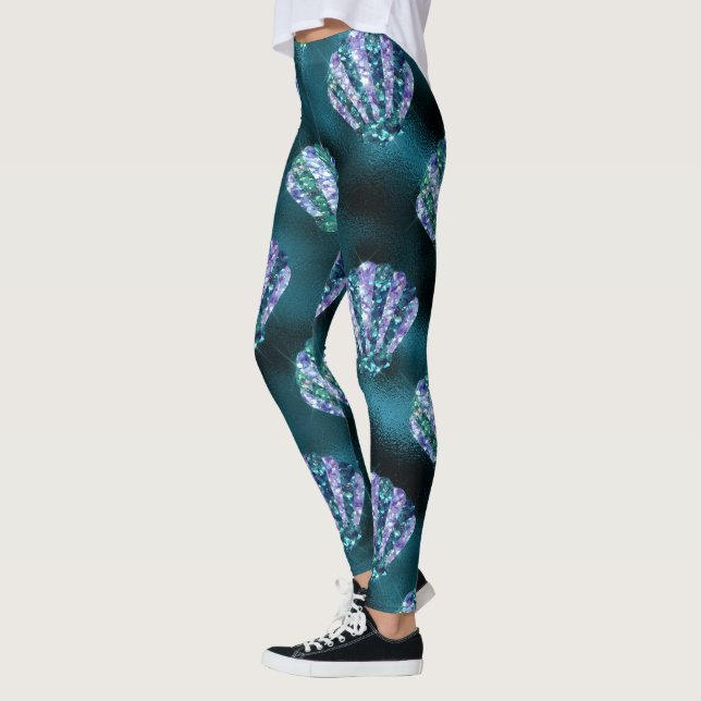 Ocean Glamour Farbiges Austernmuster Leggings (Links)