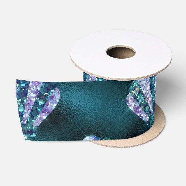 Ocean Glamour Farbiges Austernmuster Satinband (Spule)