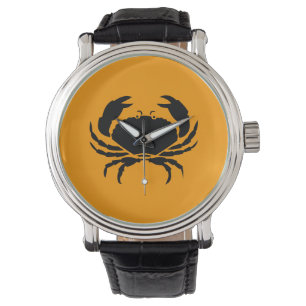Ocean Glow_Black on Orange Crab Armbanduhr