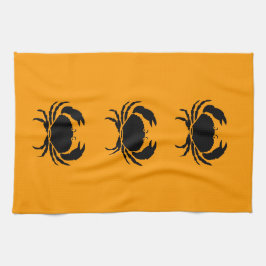 Ocean Glow_Black on Orange Crab Handtuch