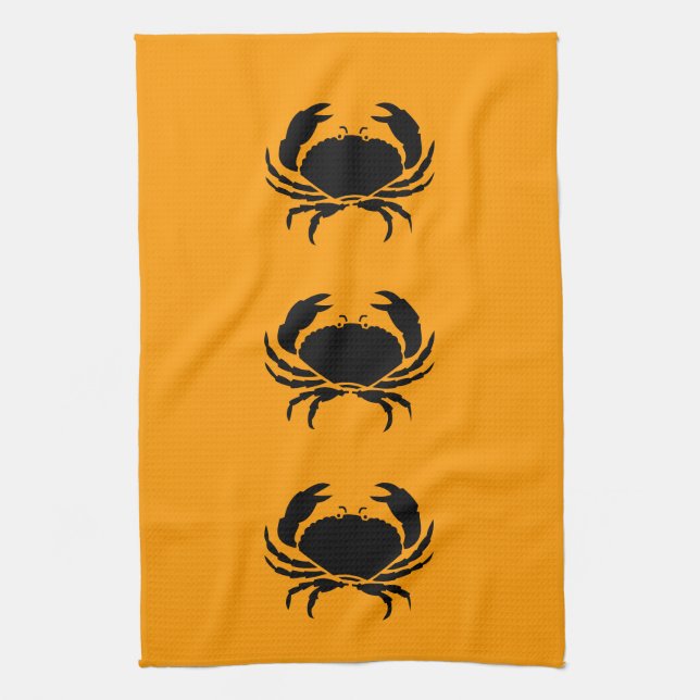 Ocean Glow_Black on Orange Crab Handtuch (Vertikal)