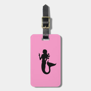 Ocean Glow_Black-on-Pink Mermaid_personalisiert Gepäckanhänger