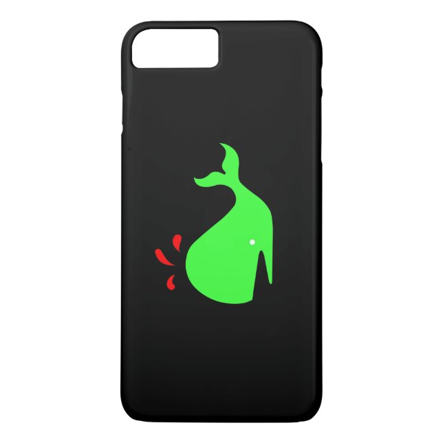 Ocean Glow_Spouty Whale_Bright Green, Rot auf schw Case-Mate iPhone Hülle (Rückseite)