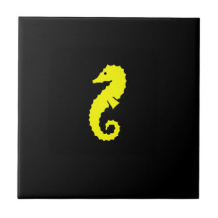 Ocean Glow_Yellow-on-Black-Seepferd Fliese
