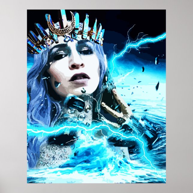 Ocean Goddess Fantasy Abstrakte Kunst Poster (Vorne)