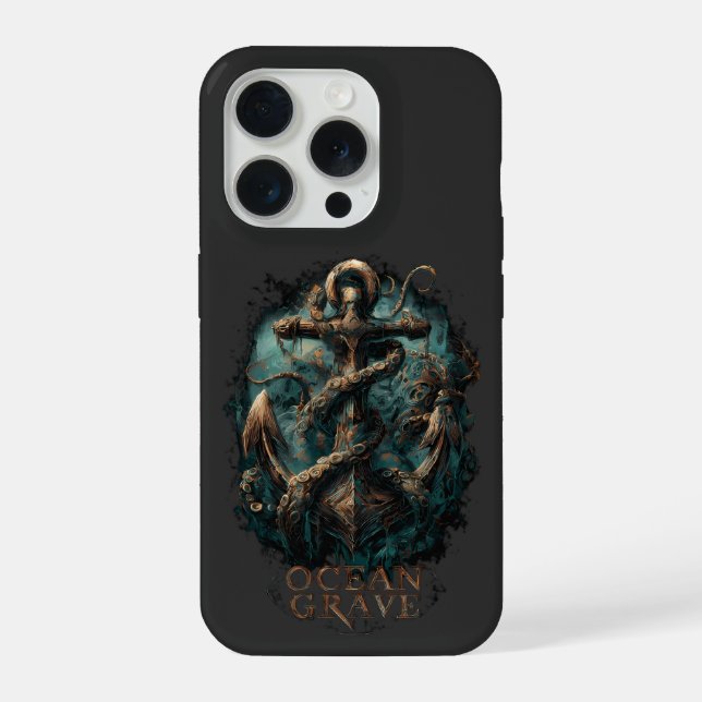 Ocean Grave Kraken Anchor Dark Fantasy iPhone Hülle (Rückseite)