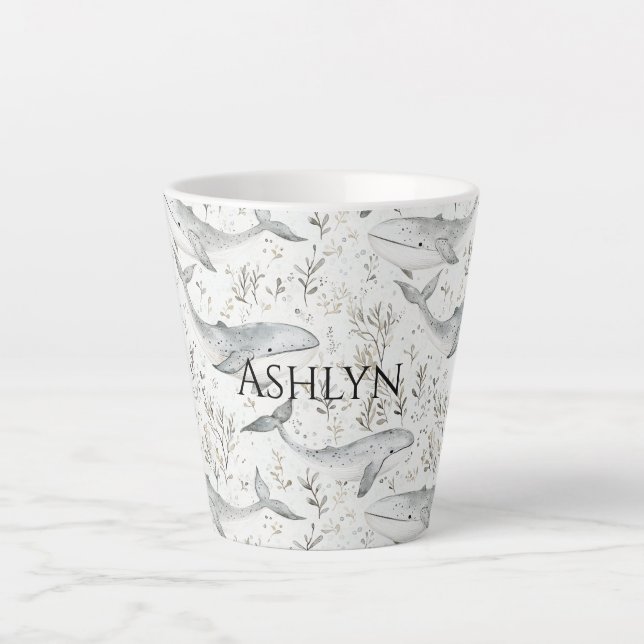 Ocean Gray Whales Baby Shower Milchtasse (Vorderseite)