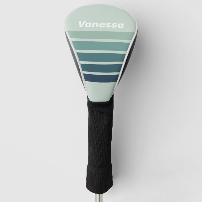 Ocean Green Nostalgic Across Striping with Name Golf Headcover (Vorderseite)