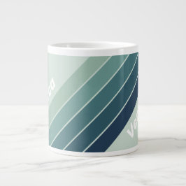 Ocean Green Nostalgic Striped with Name Jumbo-Tasse