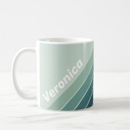 Ocean Green Nostalgic Striped with Name Kaffeetasse
