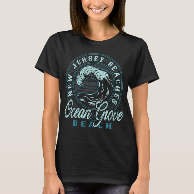 Ocean Grove Beach Retro Wave Circle T-Shirt (Vorderseite)