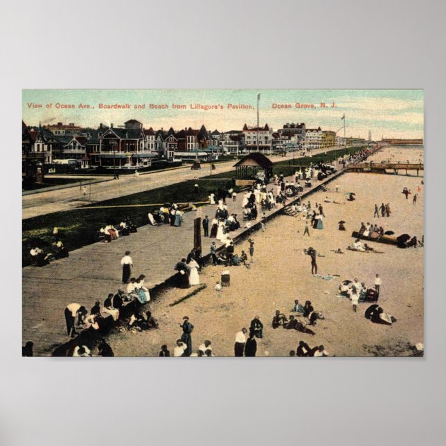 Ocean Grove, New Jersey, Beach Vintag Poster (Vorne)